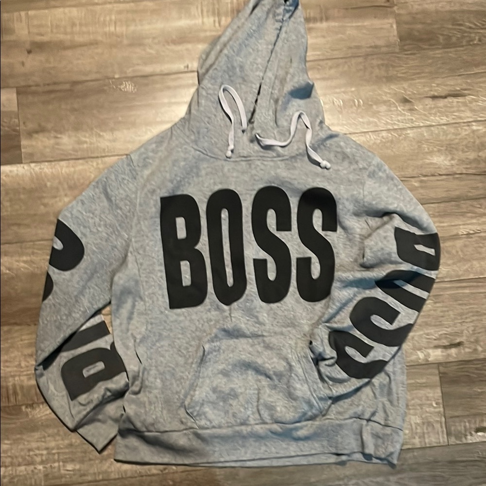 Boss Gray and Black Cardigan Sweater